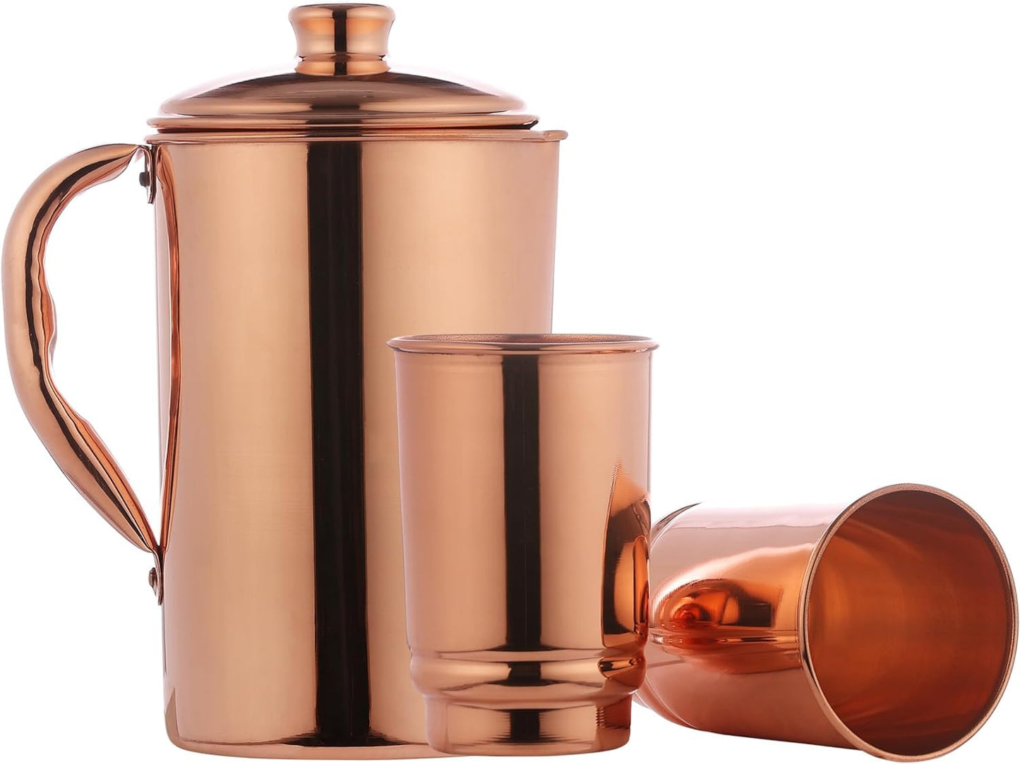 HealthGoodsAU - Pure Copper Water Jug with 2 Copper Tumbler | Copper Pitcher and Tumbler for Ayurveda Health Benefit