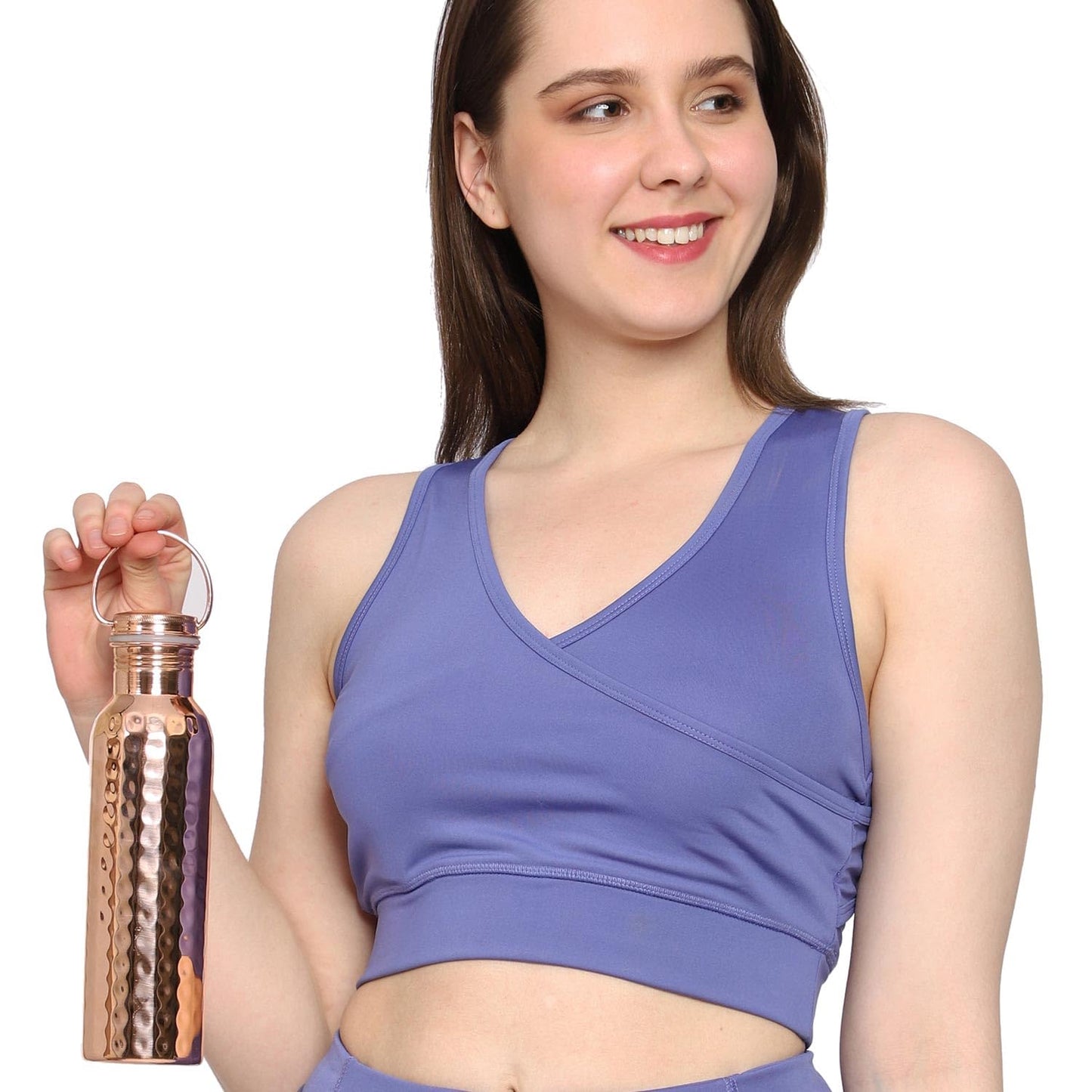 HealthGoodsAU - Pure Copper (99.74%) Hammered Water Bottle with Carrying Handle | Leakproof Seamless Water Bottle for Ayurvedic Benefits 600 Ml (20.28 Fluid Ounce)