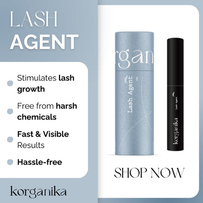 Korganika Lash Agent eyelash growth serum ALL-NATURAL ingredients PEPTIDE TECHNOLOGY