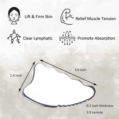 wuyaoyao Gua Sha Scraping Tool, Stainless Steel Therapy Massage Tool, Lymphatic Drainage Gua Sha Board for Anti Cellulite, Muscles Pain Relief Tool for Spa Acupuncture Trigger Point Treatment