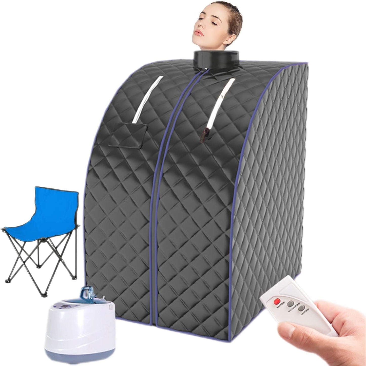 Lyeef Personal Sauna Tent with 9 Temperature & Foldable Chair Foldable Home Spa Sauna Heater for Relaxation(AU Plug)