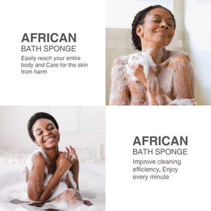 UJFQBH 3 Pieces African Bath Sponge African Net Long Net Bath Sponge Exfoliating Shower Body Scrubber Back Scrubber Skin Smoother,Great for Daily Use(Blue,Black,Off-White)