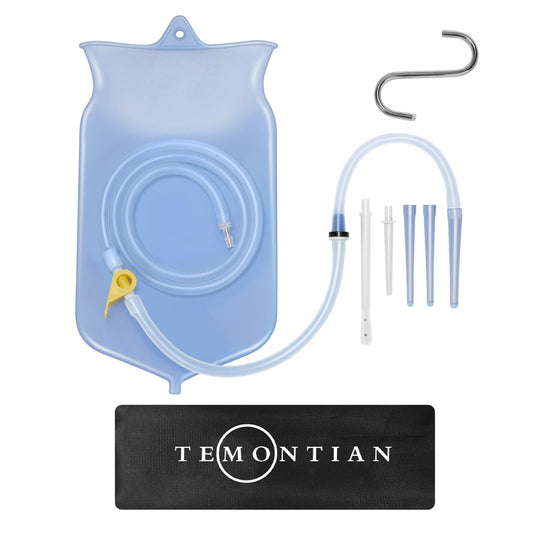 TEMONTIAN Enema Bag Kit for Colon Cleansing，Water Enema, for Colon Detox Coffee Enemas (Blue)